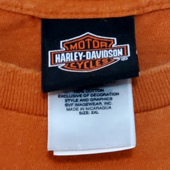 Harley Davidson Men's T-shirt Orange XXL Springfield - Picture 5 of 6